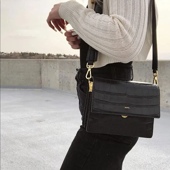 JW PEI Croc Black Crossbody Purse - Picture 3 of 5